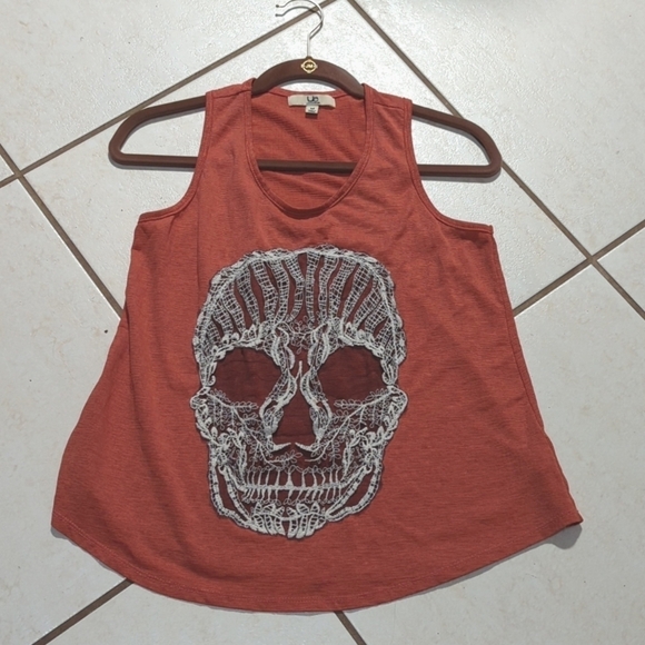 Ya Los Angeles Tops - Ya Los Angeles Women's Racerback Tank Lace Skull Inlay Size Med